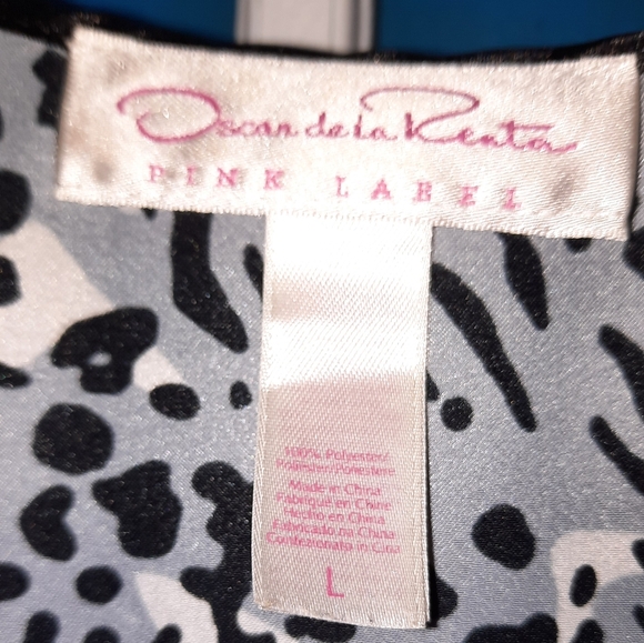 Pink Label Vintage Oscar de La Renta Silky Satin Animal Print Kaftan Zip Sz L - Picture 6 of 7